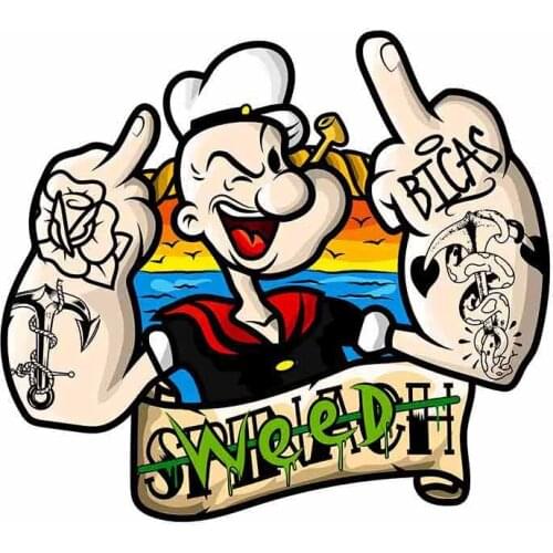 13cm Car Stickers for Popeye Wall Decal Car Window Occlusion Scratch Anime RV JDM VAN DIY Decals Vinyl PVC Car Accessories