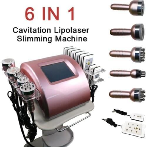 NEWEST !!! 6In1 Ultrasonic Multifunctional Cavitation Machine 40K Cavitation Vacuum Radio Frequency Lipo Laser Slimming Machine