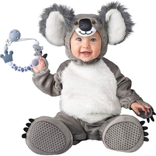 New Koala Boys Christmas Halloween Gift Costumes Infant Baby Girls Rompers Jumpsuits Animal Toddlers Clothes With Pacifier Chain