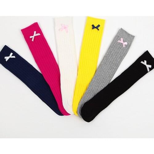 New Autumn Princess Solid Vertical Striped Girls Socks Candy Color Baby Socks All-match Meia Knee Length Meias Childrens Socks