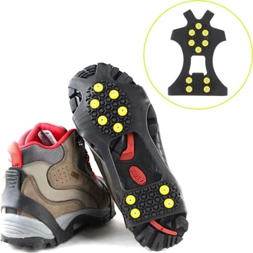 OUTAD 10 Studs Anti-Skid Snow Ice Thermoplastic elastomer Climbing Shoes Spikes Grips Cleats Over Shoes Covers Crampons