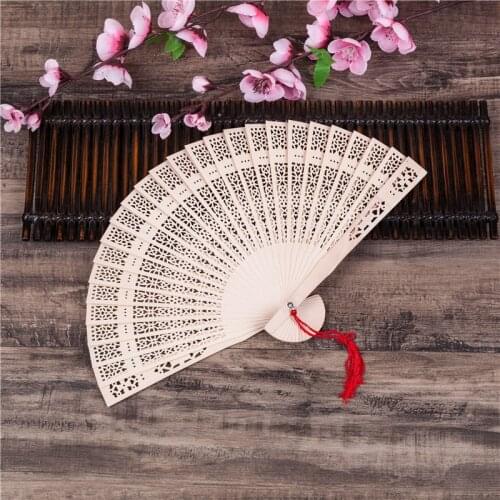 Chinese Wooden Openwork Personal Hand Held Folding Fans for Wedding Decoration Birthdays Home Gifts Custom Text