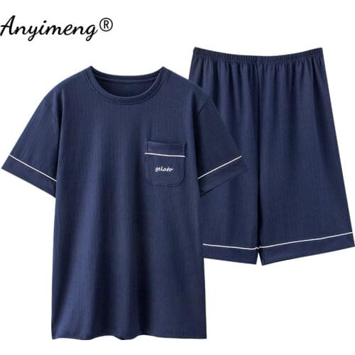 Pajamas for Man Big Set 3xl 4xl Texture Cotton Soft Comfy Homewear Sporty Pullover Solid Men Pajamas Casual Nightwear Sleepwear