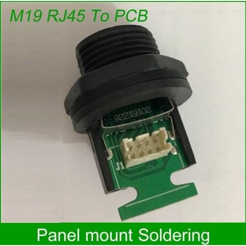 M19 RJ45 PCB Printed circuit board Connector Panel Mount Socket Ethernet Interface Network cable Straight head Solder 10 units