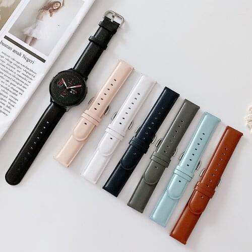 20mm 22mm Fashion Colors Leather Strap for Samsung Galaxy Watch 3 Band 41mm 45mm 46mm 42mm Active 2 Bracelet Clock Belt