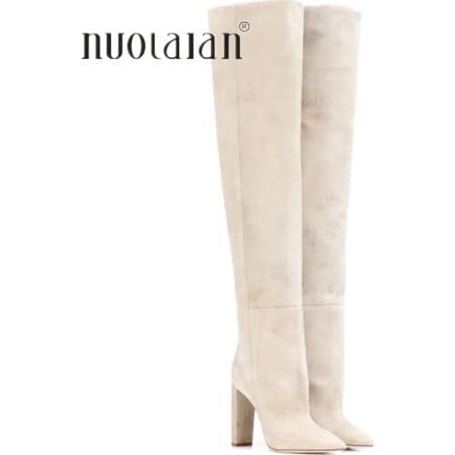 Over the Knee Boots Women New Design Fur Warm Winter Shoes Women Fashion High Heel Thigh High Boots Long Woman Footwear