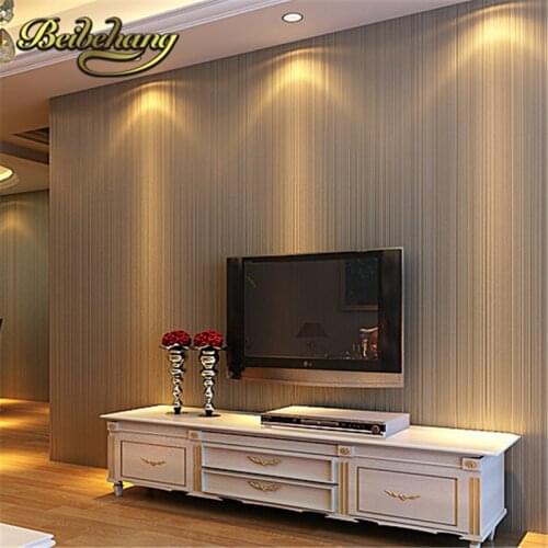 Beibehang Top Quality Fabric Mural wallpaper modern striped flock wall paper papel de parede tapete bedroom white,beige,coffee