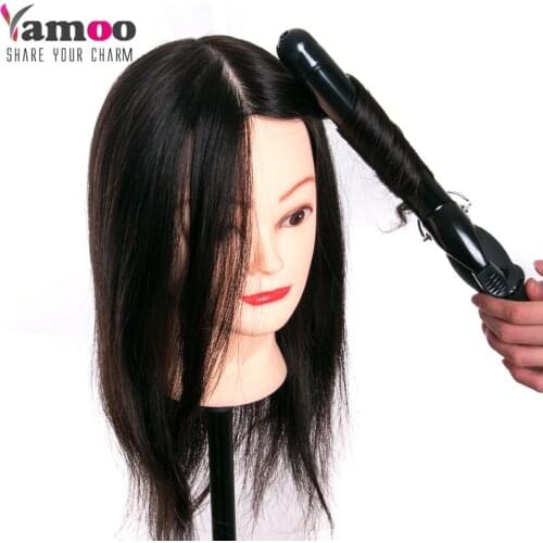 Real Human Hair Training Head For Salon Hairdressing Mannequin Dolls Nice 45cm with Free Holder professional styling head