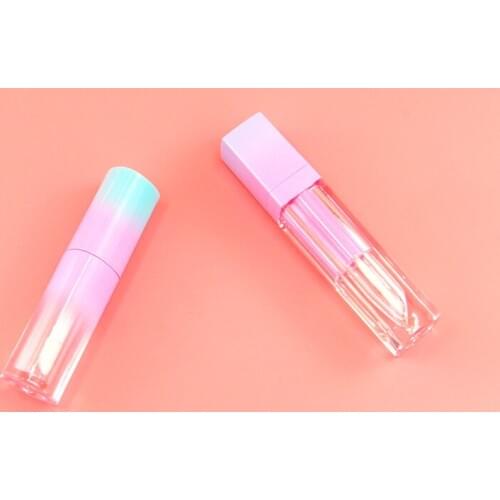 Lip Gloss Tubes 4ml 5ml Lip Bottle Empty Cosmetic Containers Gradient Blue Pink Travel Portable Transparent Plastic Bottle Brush