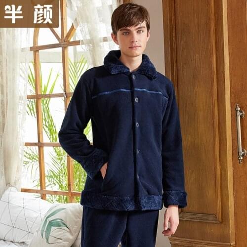 Thicken Flannel Winter Couples Pajamas Set For Women Men Plush Fabric Sleepwear Pyjamas Suit man Casual Home Clothing male