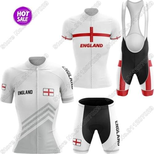 Women England 2021 Cycling Jersey Set USA Summer Cycling Clothing Road Bike Suit Bicycle Bib Shorts MTB Uniform Maillot Culotte