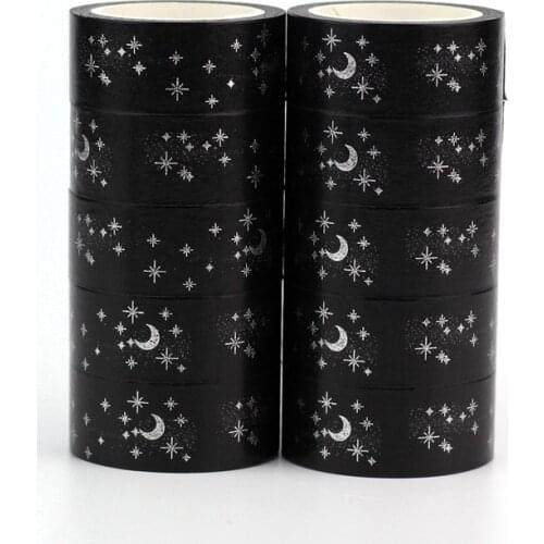 10pcs/lot Cute Silver Moon and Snowflakes Christmas Washi Tapes DIY Decor Scrapbook Planner Adhesive Masking Tapes Stationery