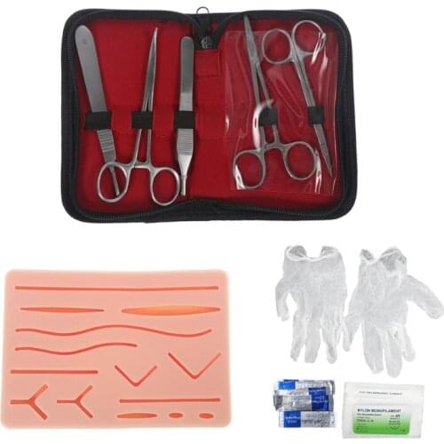 H05B 10pcs Multifunctional Suture Practice Kit Realistic Silicone Pad Including All Basic Suturing Tools Education Use Only