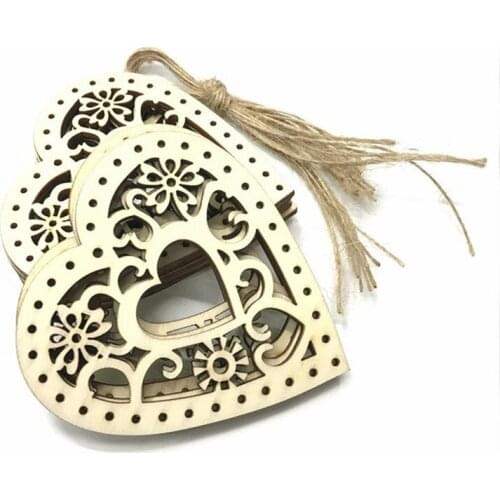 100PCS 80MM DIY Wooden Heart Patch Crafts Scrapbooking Supplies Wedding Decoration Hand-made Embellishments Buttons