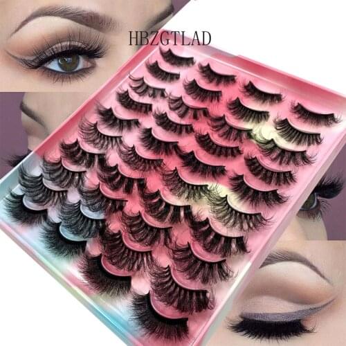 2/20Pairs Fluffy Lashes 25mm 3D Mink Lashes Long Thick Natural False Eyelashes Wholesale Lashes Vendors Makeup Mink Eyelashes