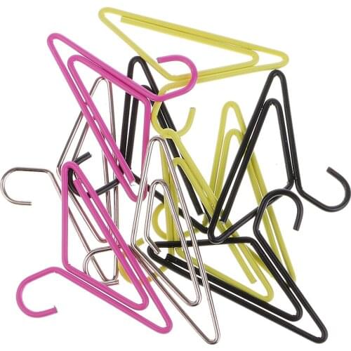 30pcs Mixed Colors Metal Clothes Hanger Shape Paper Clips Funny Kawaii Bookmark Office Shool Stationery Marking Clips 3x3.5cm