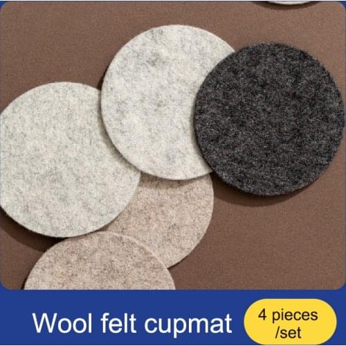 4 pieces / set Wool felt coaster Insulation pads Water Cup Mat Wool absorbs water Creative Round Mat Tea Coaster