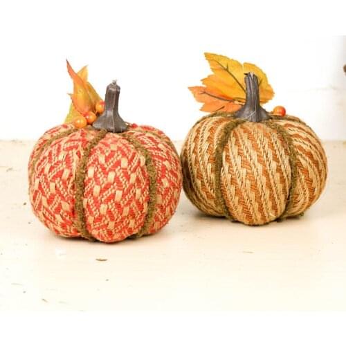 5.5" Thanksgiving Day Autumn Season Decorations Pumpkin Foam Line Knitting Fabric Ornaments Party Festival Supplies