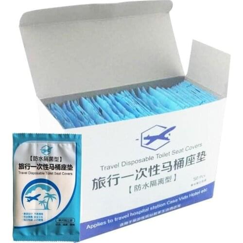 50pcs Disposable Toilet Pad Toilet Seat Cover Plastic Business Travel Waterproof Toilet Pad Health Safety Protective Film