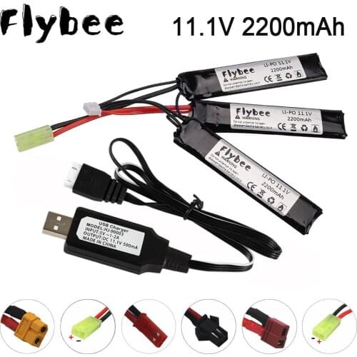 11.1V 2200mAh battery with charger Water Gun Lipo Battery Split connection for Mini Airsoft BB Air Pistol Electric Toys RC Parts