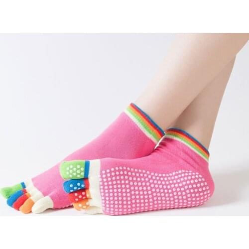 Yoga anti friction socks massage cotton practice YOGA color toe pure color short tube cotton socks