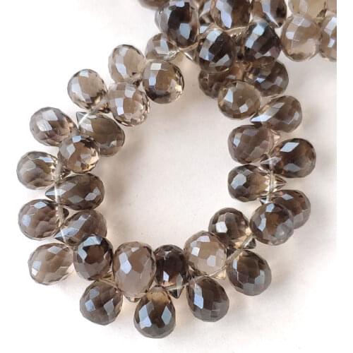70pieces AAA LOOSE BEADS smoky quartz drop faceted 6-8mm Wholesale for DIY jewelry Necklace