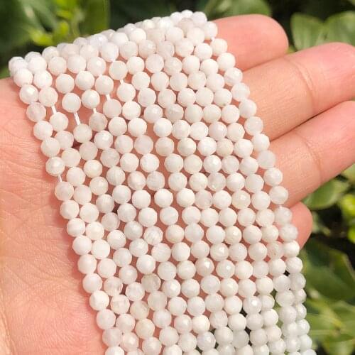 Wholesale Faceted 2/3/4mm Natural Stone Beads Moonstone Gem Beads For Jewelry Making Beadwork DIY Bracelet necklace 15inches