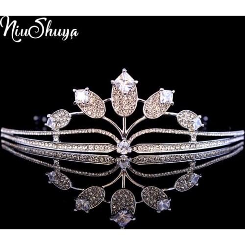 NiuShuya Magnificent Rhinestone Zircon crown Tiaras Fashion Noble Headband for Bride Princess Wedding Hair Accessories