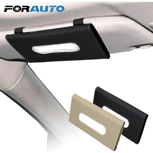 FORAUTO Seat Back Armrest Sun Visor Napkin Holder Car Tissue Box Car Styling Universal PU Leather Interior Accessories