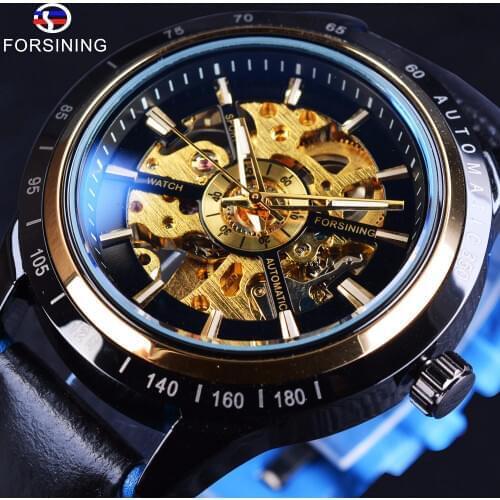 Forsining 2017 Transparent Racing Design Waterproof Leather Belt Men Watch Top Brand Luxury Automatic Skeleton Wrist Watch Clock