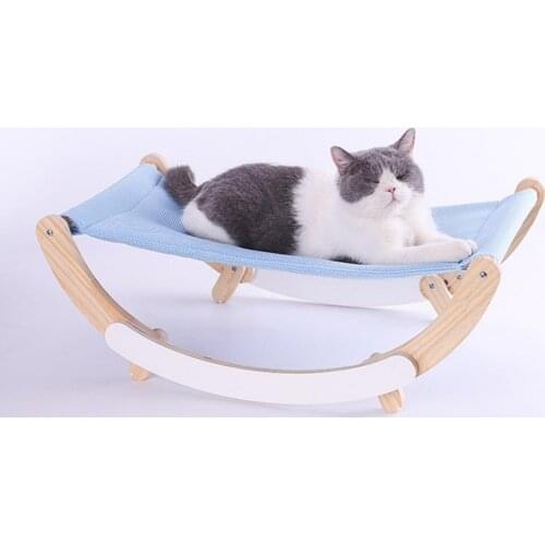 Swing Chair Four Corners Fixed High Stability Wood Flexible Cat Rocking Chair Sleeping Summer Small Pet Hammock Pet Supplies