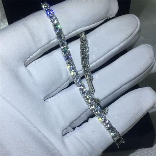 Classic Tennis Bracelet 3mm 5A cubic zirconia White Gold Filled Engagement Wedding Bracelets for women Bridal Gift