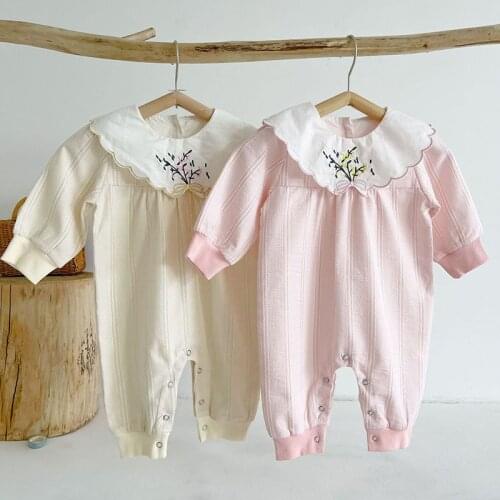 Toddler Baby Girl Romper Newborn Baby Jumpsuit One piece Outfit Cotton Long Sleeve Embroidery Spring Autumn Baby Girls Clothes