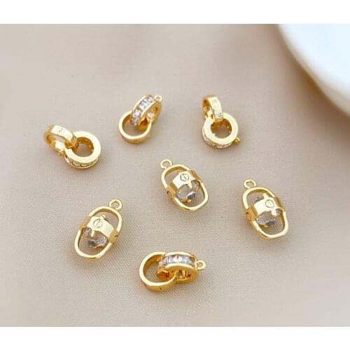 18K gold bag personality necklace pendant diy necklace pendant double ring set bracelet jewelry material color retention