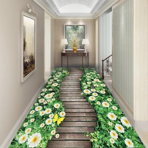 Creative Printing Flower Garden Corridor Rugs and Carpets for Bedroom Rug Living Room Kitchen Bathroom Anti-Slip Floor Mats