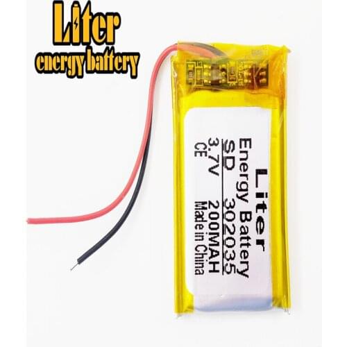 3.7V 200mAh 302035 Lithium Polymer LiPo Rechargeable Battery For Mp3 Mp4 PAD DVD DIY E-book bluetooth Headphone