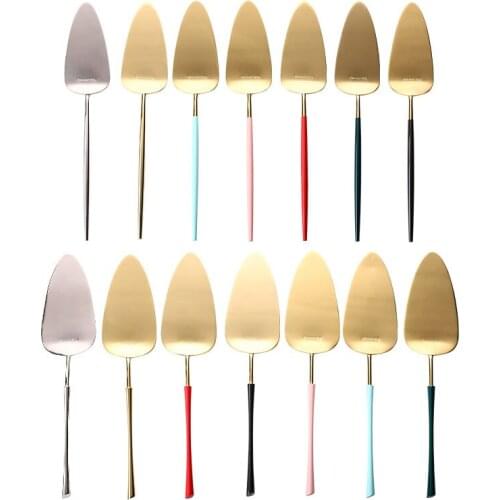 Stainless Steel Pizza Cutter British Tea Cake Shovel with Long Handle Polished KitchenBaking Tools Bakeware Pizza Wheels