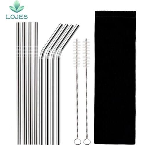 4/8Pcs Reusable Drinking Straw High Quality 304 Stainless Steel Metal Straw with Cleaner Brush For Mugs