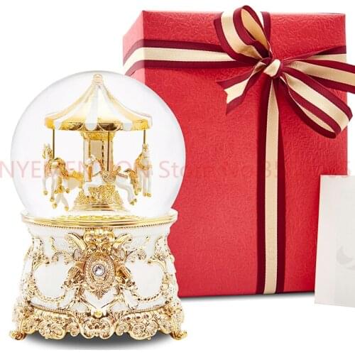 Music Box Music box Crystal ball Carousel Send girls and children birthday gifts Snow creative 5PCS