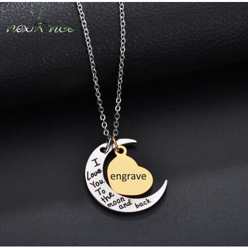 Nextvance Customized Engrave Name Heart Horn Necklace Sister Link Chain Pendant for Lover Family Anniversary Gift Bijoux