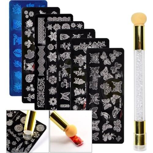 1 Set Nail Stamping Plates Butterfly Snowflake Lace Design Stamp Template for Printing Stencil Tools