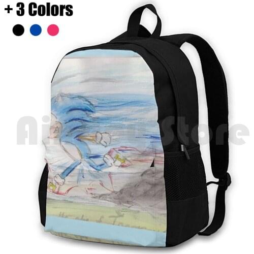 On The Run Outdoor Hiking Backpack Waterproof Camping Travel Hedgehog Video Games Characters Fast Running Motion Cartoon Artist