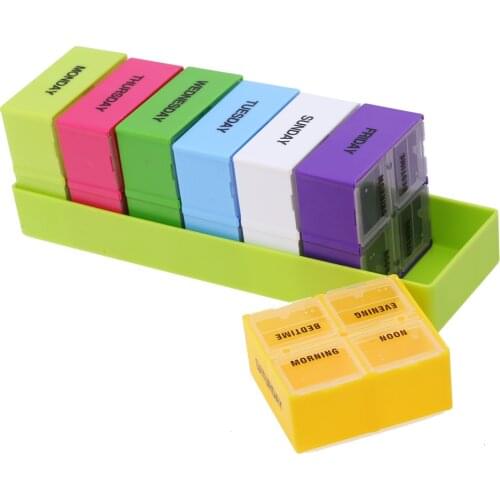 Portable Pill Box Weekly 7 Day medicine box 28 Slot Folding Vitamin Medicine Health Care Pill Cases Makeup Tool Accessories