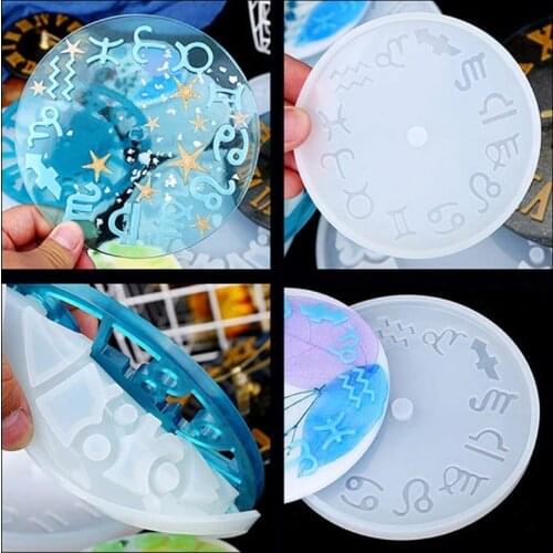 R58E 4Pcs Clock Resin Molds Arabic Roman Numerals Constellation Silicone Casting Epoxy Resin Mold Handmade Resin Craft Tools