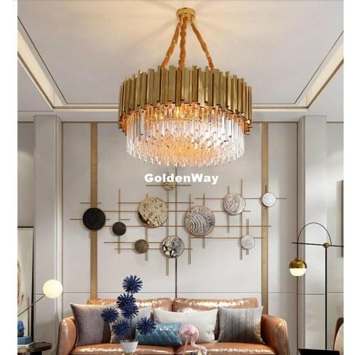 Nordic Crystal Pendant Lights Stainless Steel AC Luxury Indoor Hanging Lamps For Bedroom Room Restaurant Living Room Decoration