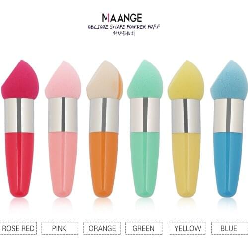 1PC Women Oblique Powder Head Smooth Foundation Powder Sponge Beauty Cosmetic Puff Face Makeup Brushes Tools with Handle