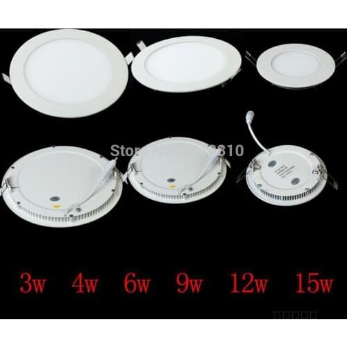 Free Shipping NEW Hot Ultra Thin Design 3W 4W 6W 9W 12W 15W 25W LED Surface Ceiling Recessed Grid Downlight / Round Panel Light