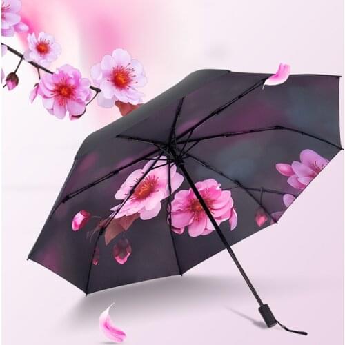 Sakura Umbrella Folding Japanese Parasol Clear Umbrella Rain Women Cherry Blossoms Parasol Girls UV Waterproof Pink Madonna XX13