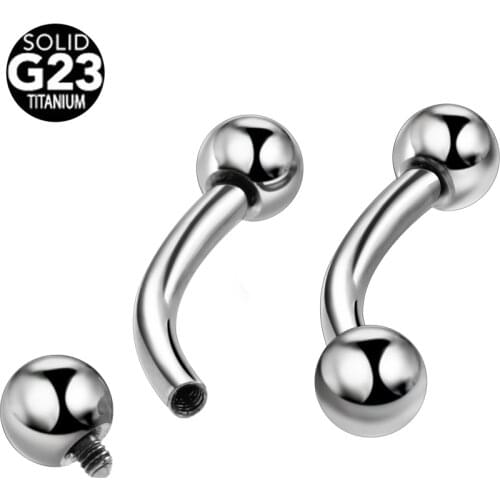 1PC Double Ball Curved Barbell Eyebrow Ring G23 Titanium Internally Threaded Bananabells Ear Tragus Helix Body Piercing