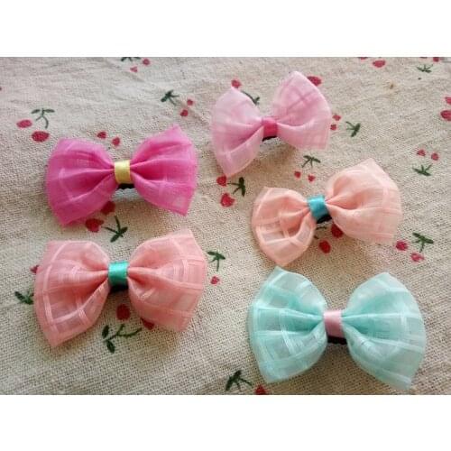 5pcs Cute Tulle Pet Hair Bows Hair Clips For Small Dogs Puppy Teddy Yorkshire Chihuahua Boutique Hair Decoration